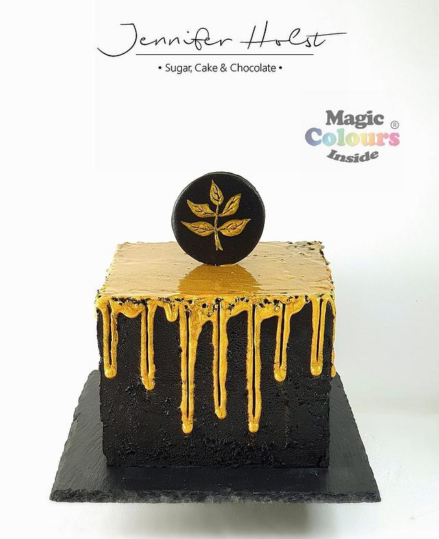 Black & Gold drip cake