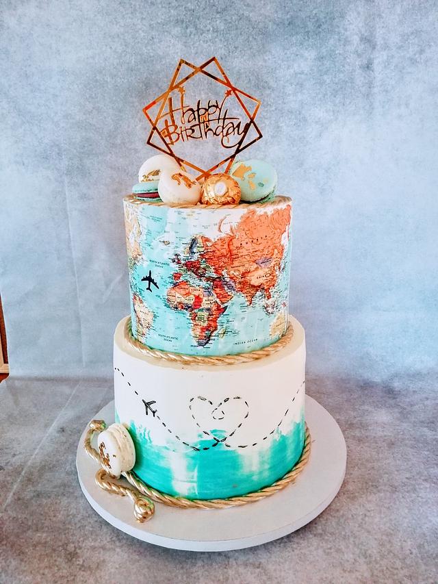 travel theme birthday cake