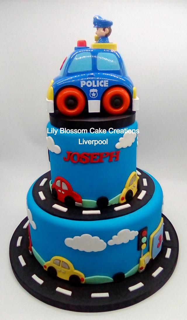 Police Car 3rd Birthday Cake - Decorated Cake by Lily - CakesDecor