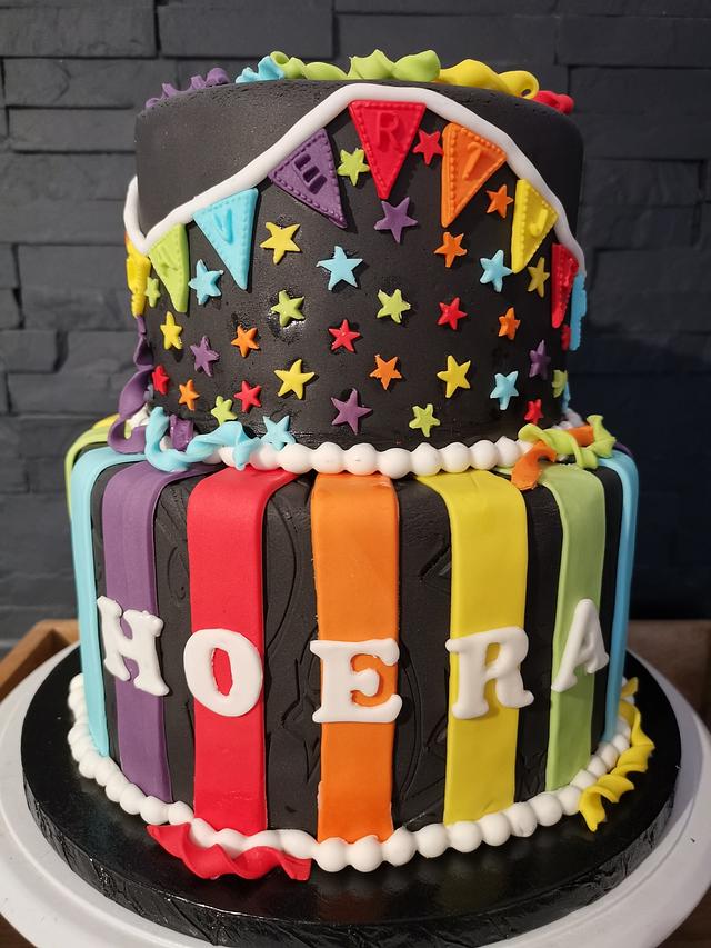 Rainbow dummy birthday party cake