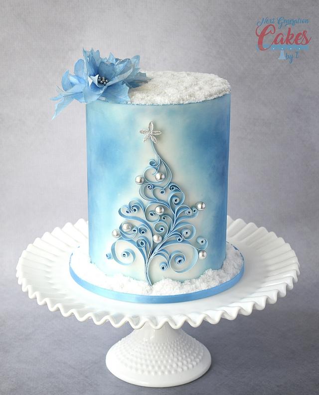 Quilled Christmas Tree Decorated Cake by Teresa CakesDecor