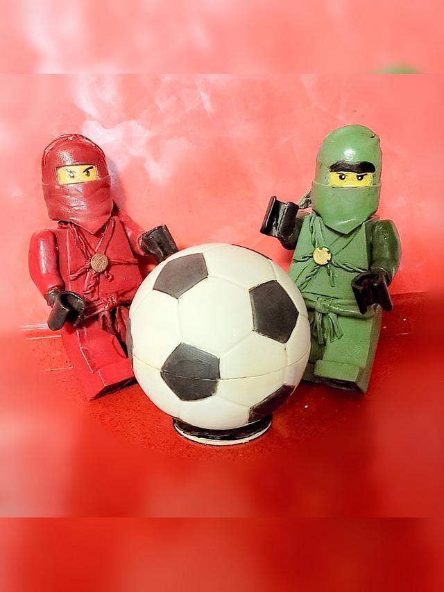 Birthday cake &quot;Lego Ninjago&quot; for kid soccer player Cake