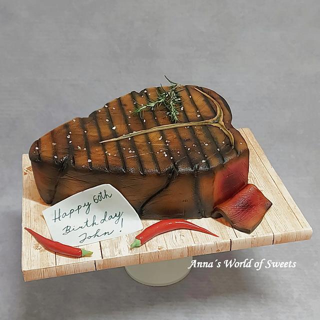 Steak Cake Decorated Cake by Anna's World of Sweets CakesDecor