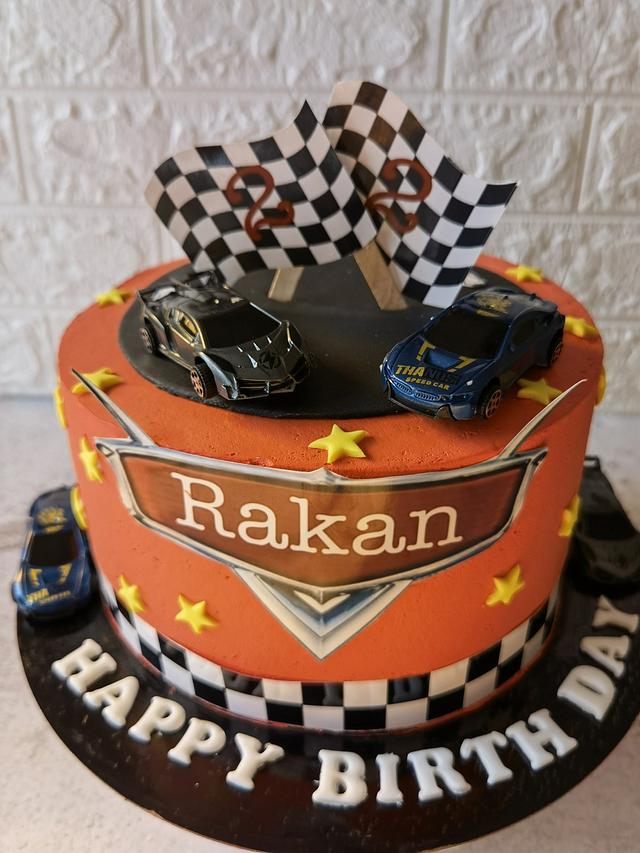 Cars cake with cookies and cupcakes - Decorated Cake by - CakesDecor