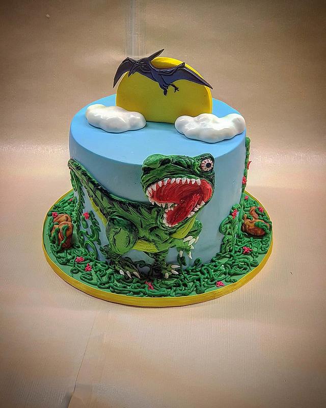 Dinosaur cake - Decorated Cake by The Custom Piece of - CakesDecor