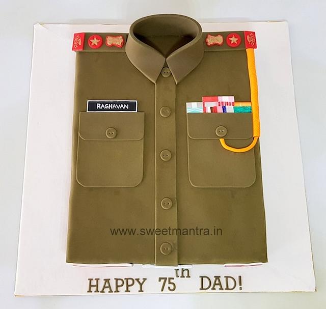 Indian Army uniform theme cake for Army Colonel's 75th CakesDecor