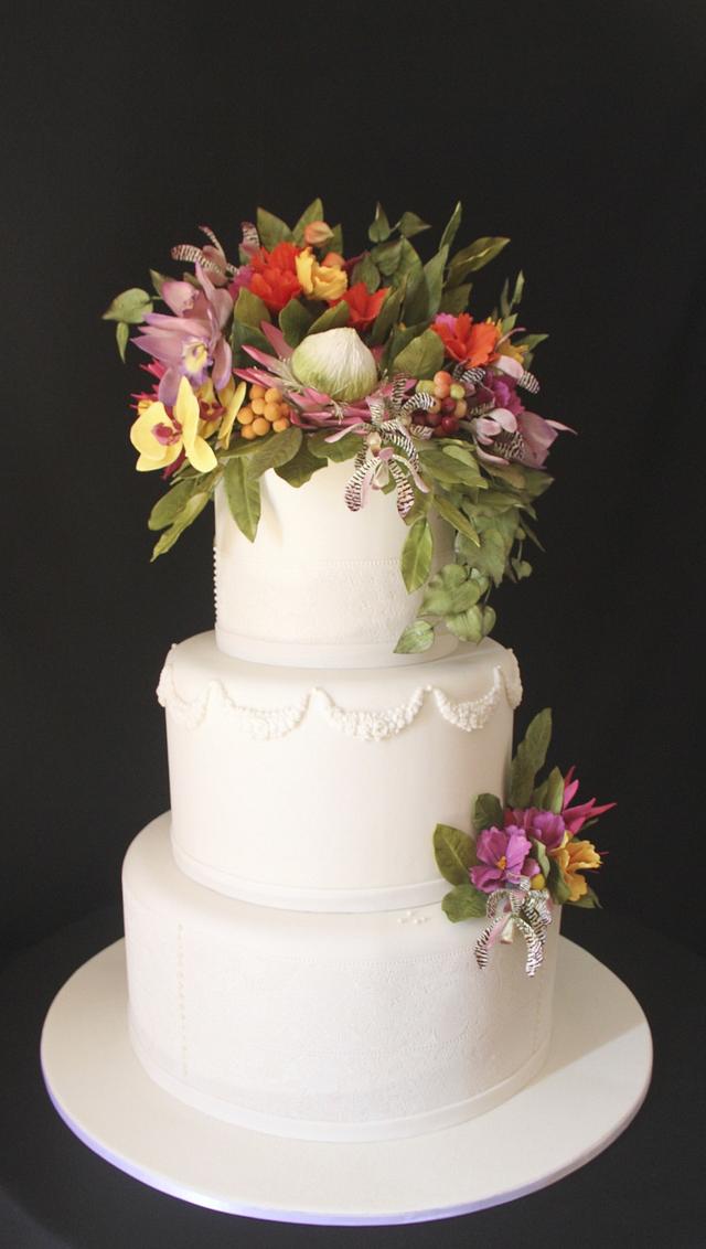 Wedding Cake & exotic flowers