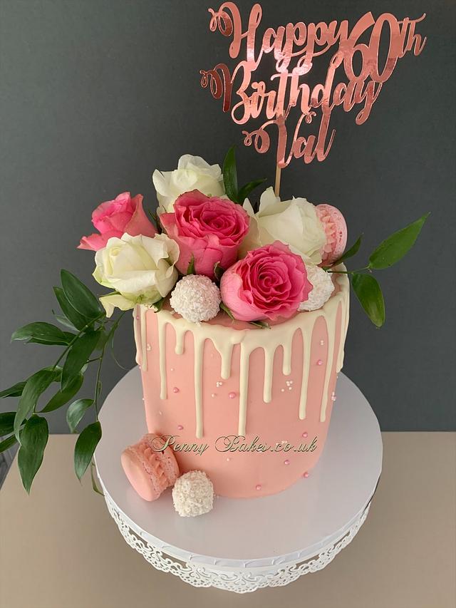 Rose Drip Cake Cake By Penny Sue Cakesdecor