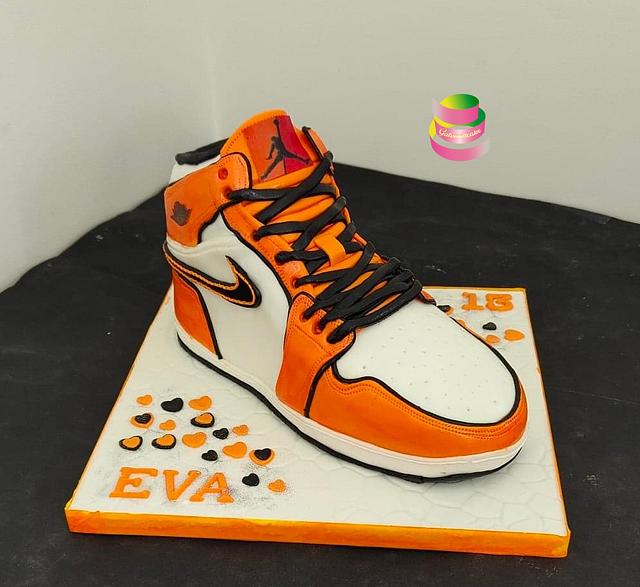 air jordan 1 mid se turf orange cake - Decorated Cake by - CakesDecor