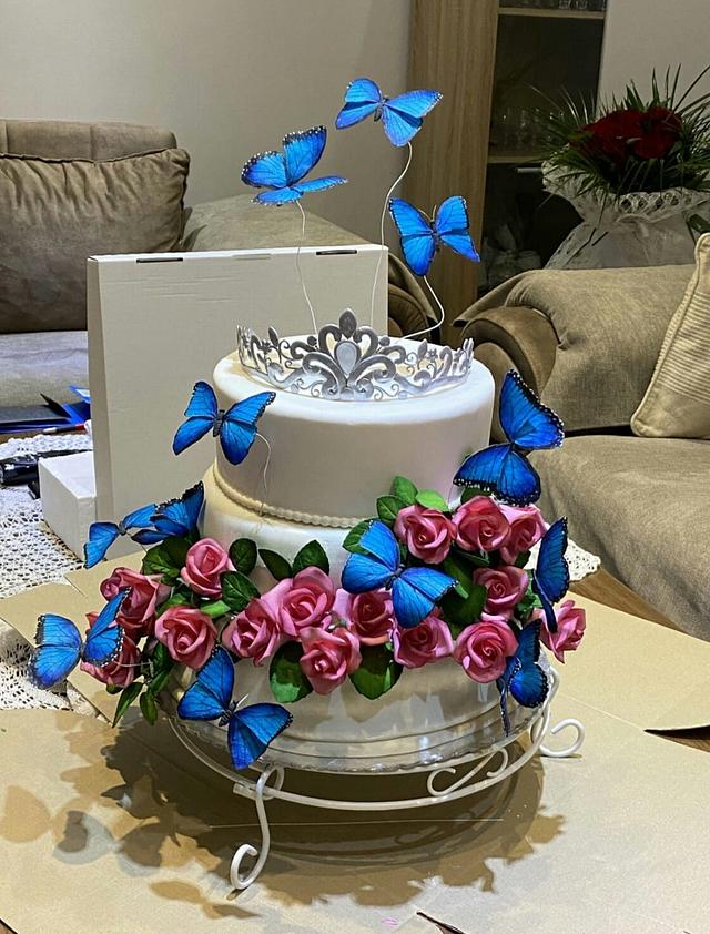 Butterflies and roses 18th birthday cake Decorated CakesDecor