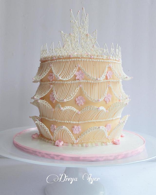 Royal icing String Cake Decorated Cake by Divya iyer CakesDecor