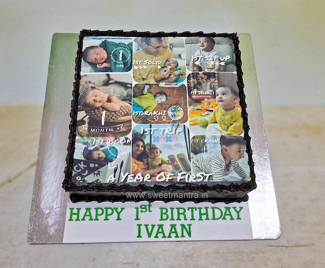 1st birthday photo cake - Decorated Cake by Sweet Mantra - CakesDecor