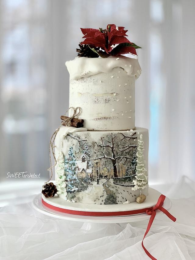 Hand painted winter cake - Decorated Cake by SWEET - CakesDecor