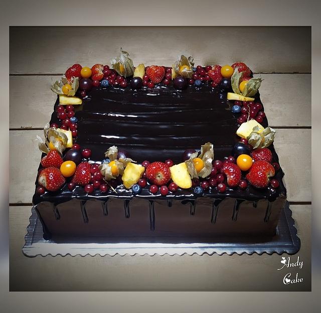 Chocolate birthday cake with fruits - Decorated Cake by - CakesDecor