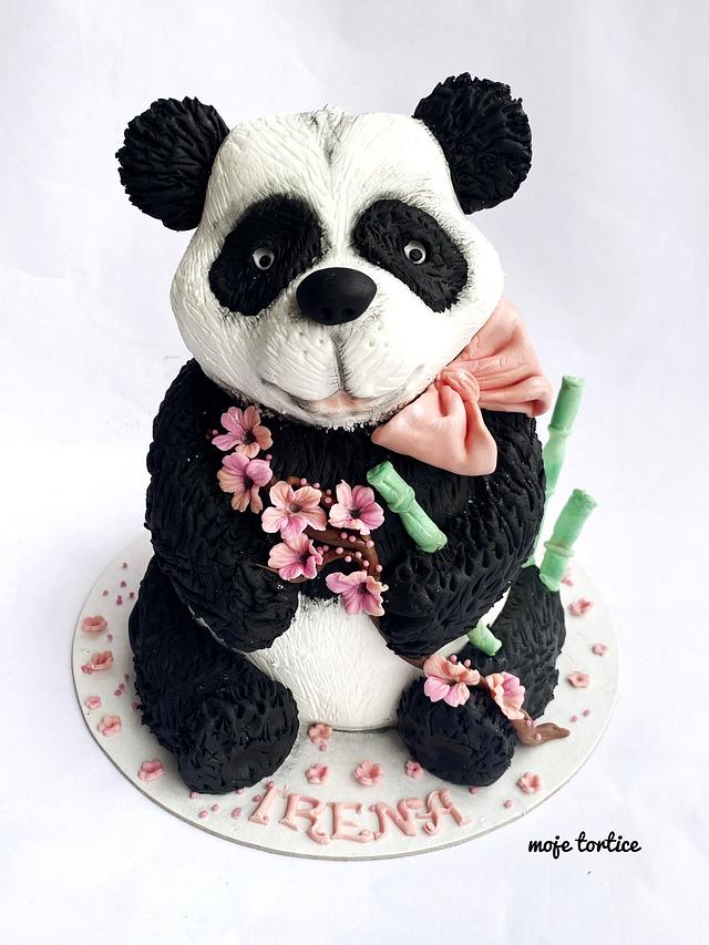 3D Panda Rice Cake Holding Bamboo
