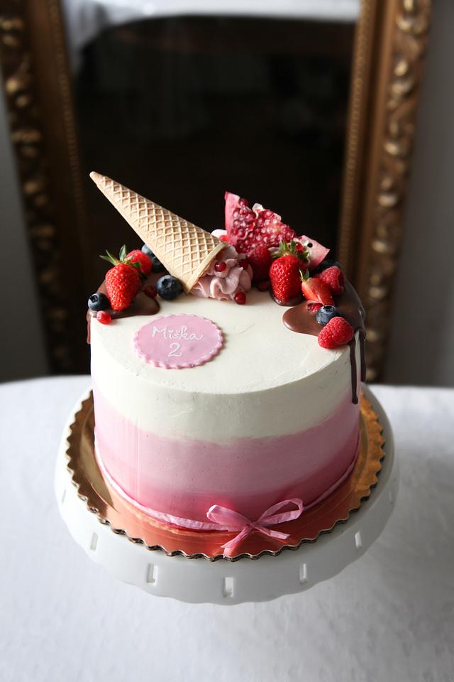 Pink Ice Cream Decorated Cake By Sugar Witch Terka Cakesdecor