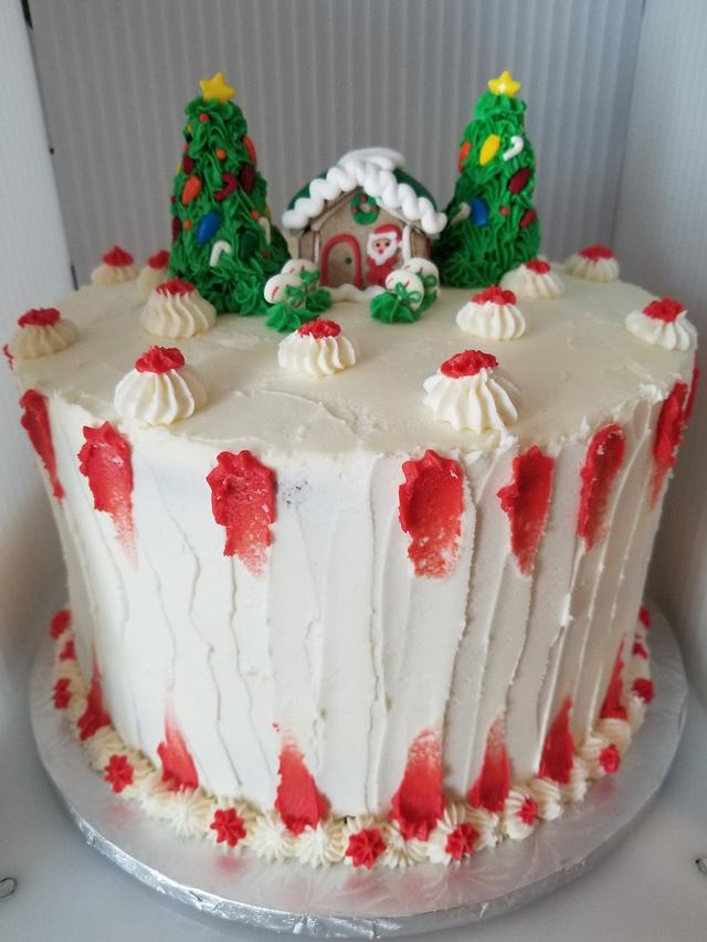 White chocolate peppermint Christmas cake - Decorated - CakesDecor