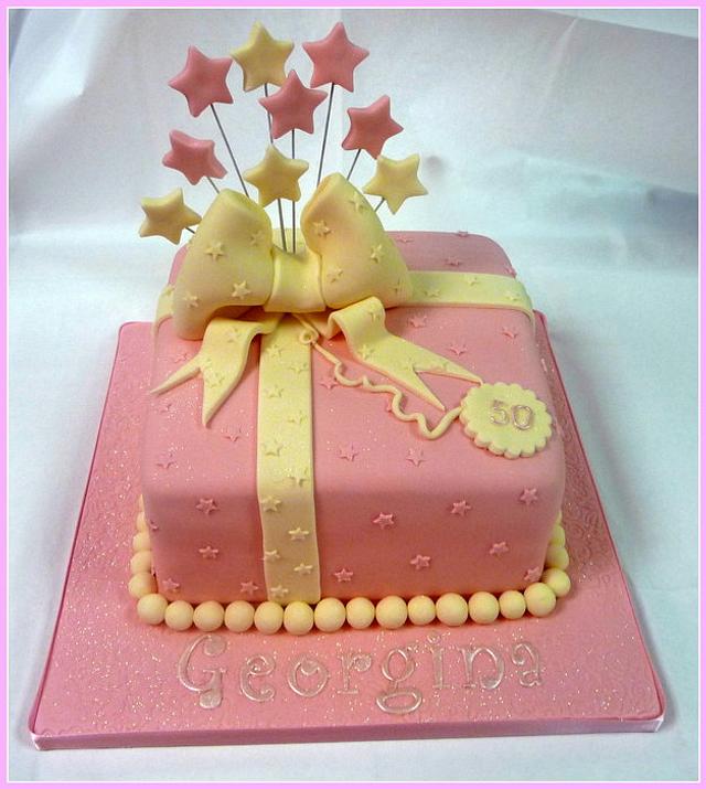 Ladies Present Pink & Cream Birthday Cake - Decorated - CakesDecor