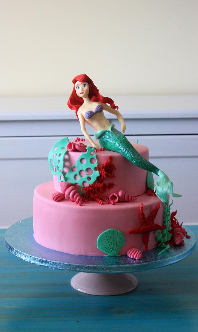 Pink and aqua Ariel mermaid cake - Cake by Anastasia - CakesDecor