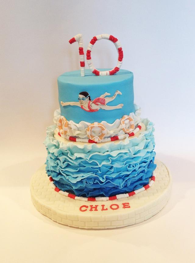 Swimming themed cake