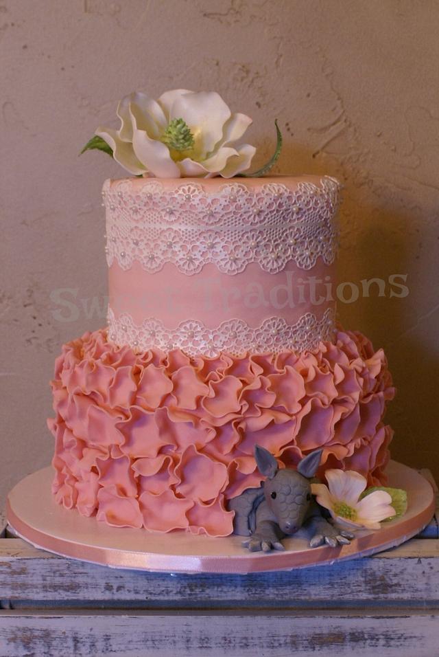 Steel Magnolias blush & bashful cake Decorated Cake by CakesDecor