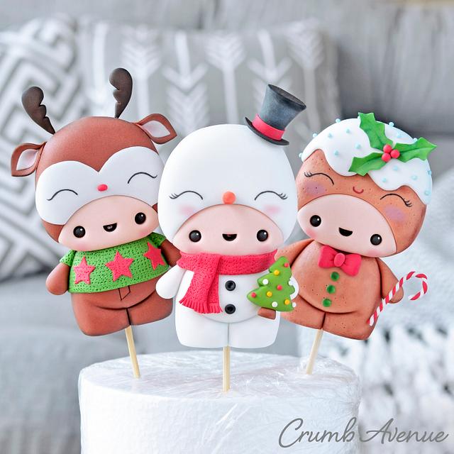 Cute Christmas Cake Toppers Decorated Cake by Crumb CakesDecor