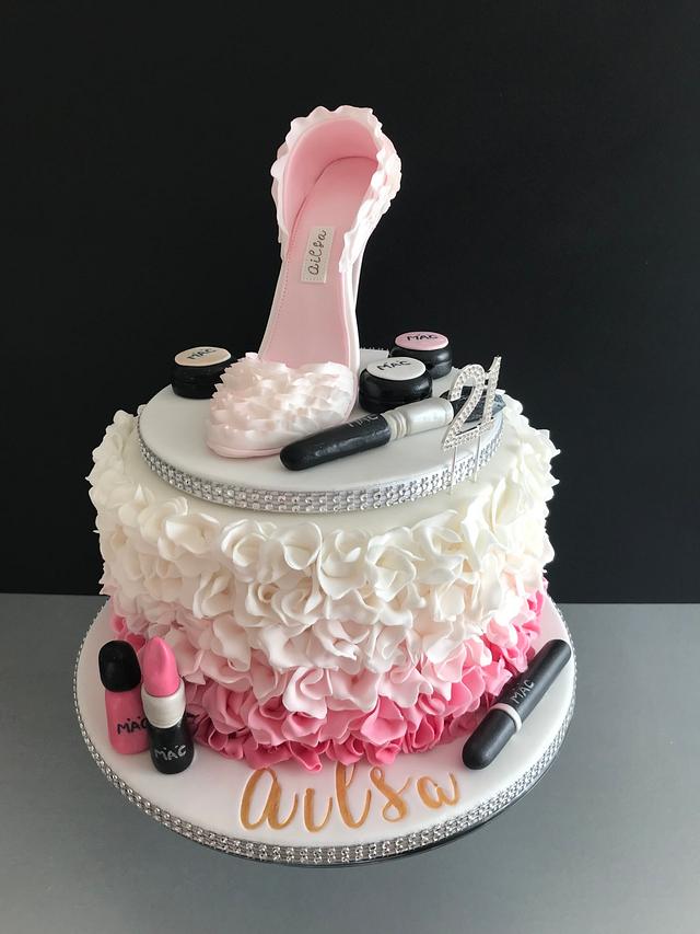 Pink ruffle shoe cake! 