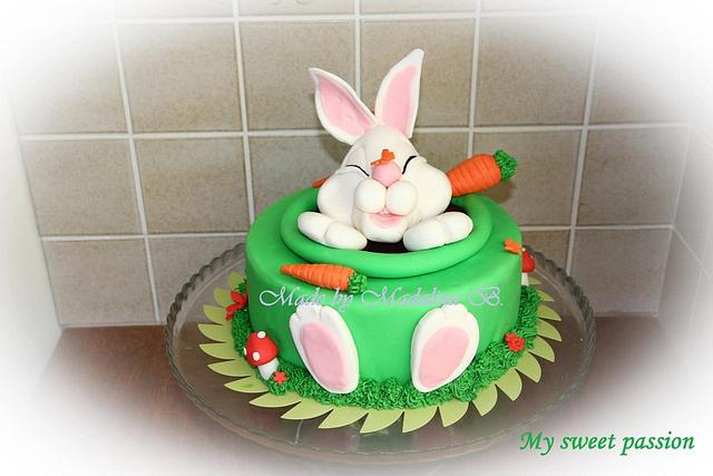 Happy Rabbit Easter Cake - Decorated Cake by - CakesDecor