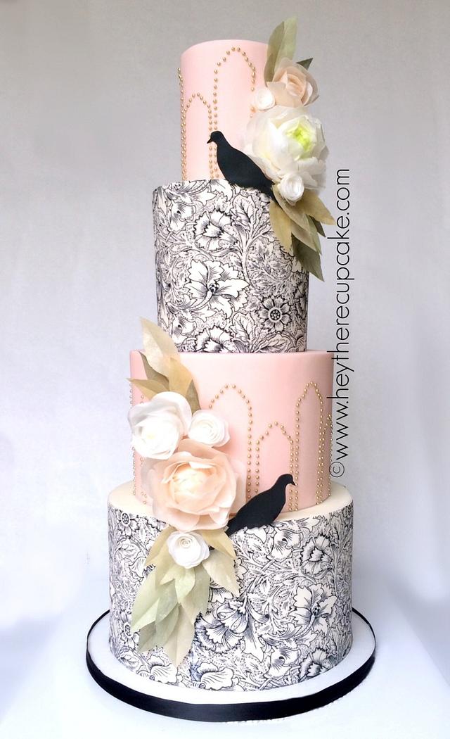Art Nouveau Wafer Paper Wedding Cake 