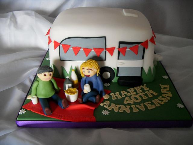 Happy Caravanning 40th Anniversary Cake - Decorated Cake - CakesDecor