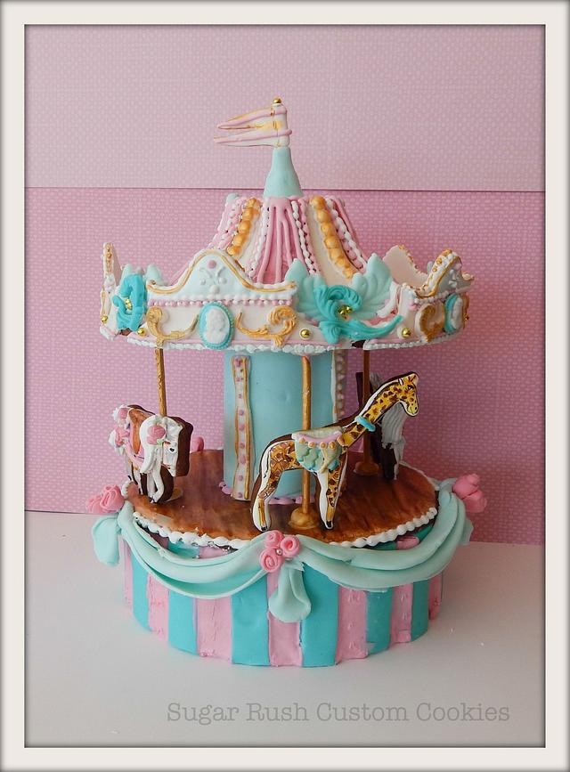 Gingerbread Cookie Carousel - Decorated Cake by Kim - CakesDecor