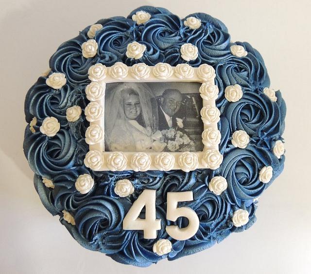 45th Sapphire Wedding Anniversary - Decorated Cake By - CakesDecor