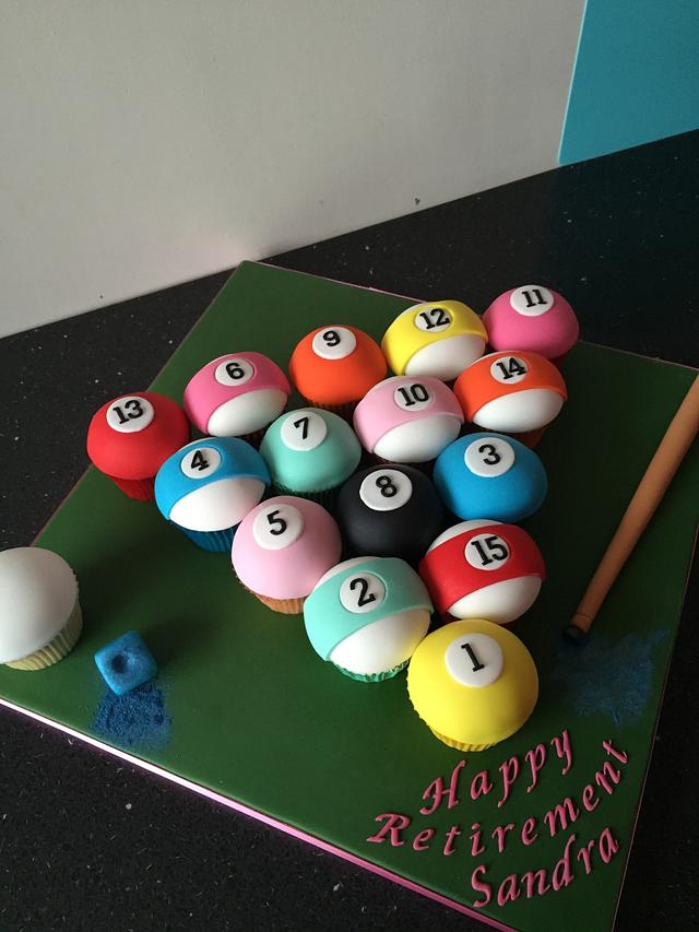 Pool table balls cupcskes Cake by Donnajanecakes