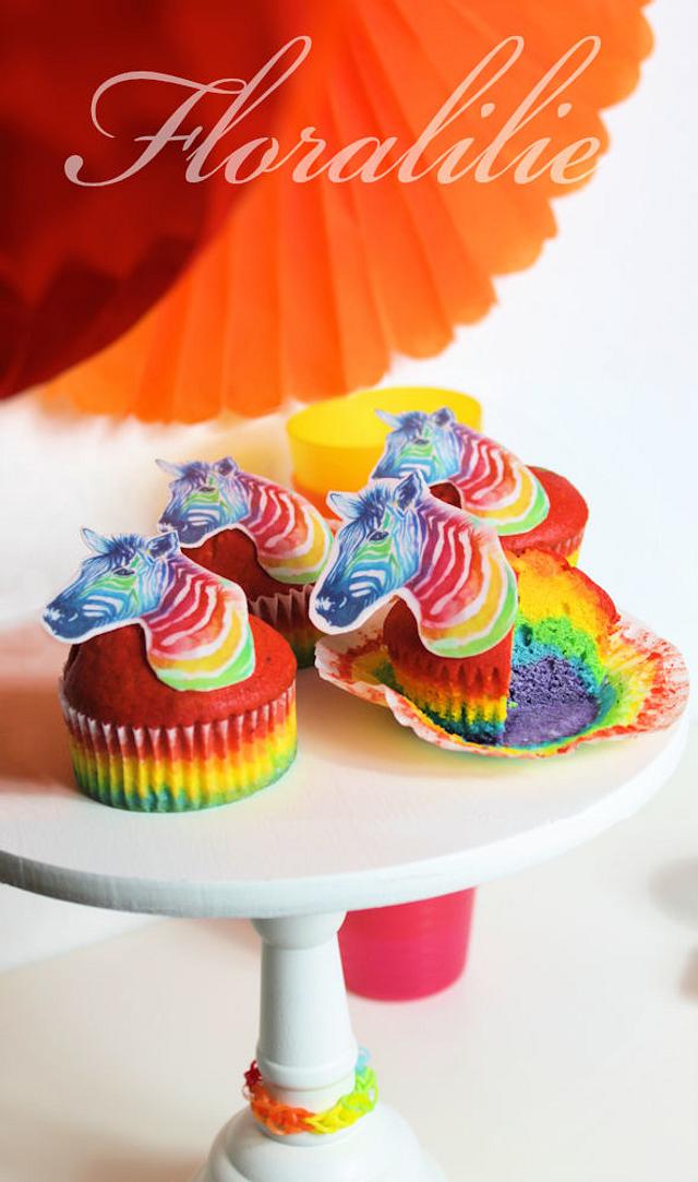 Rainbow Zebra Muffins
