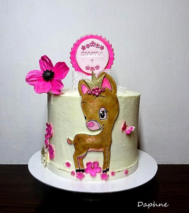 Fawn for a little Princess - Decorated Cake by Daphne - CakesDecor