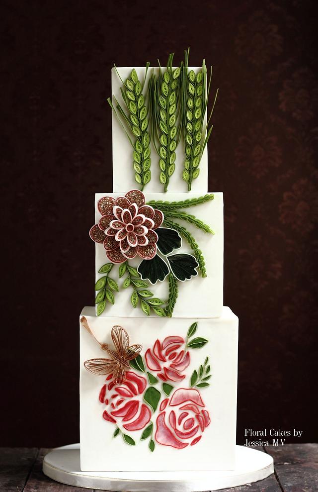 Quilling wedding cake Cake by Jessica MV CakesDecor