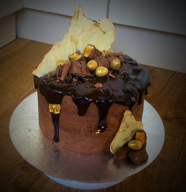 Chocolate drip birthday cake 