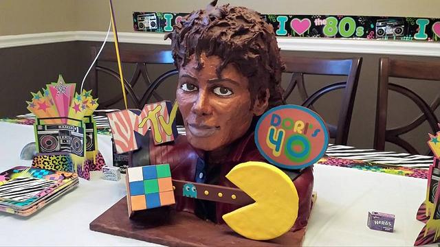80's themed 40th birthday cake starring Michael Jackson 