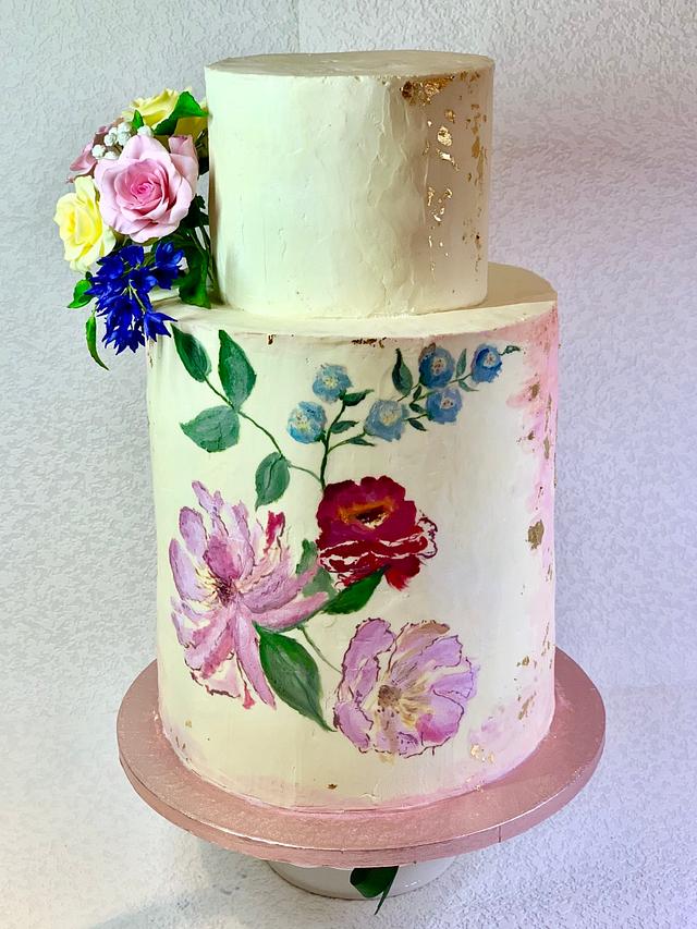 Painted wedding cake ️ - Decorated Cake by Andrea - CakesDecor