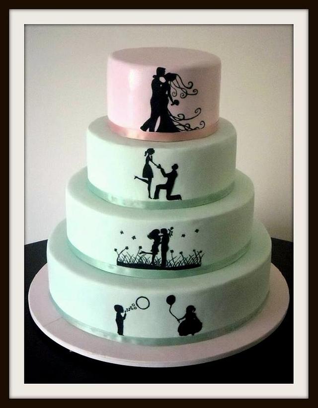 SILHOUETTE WEDDING CAKE - cake by SweetFantasy by - CakesDecor