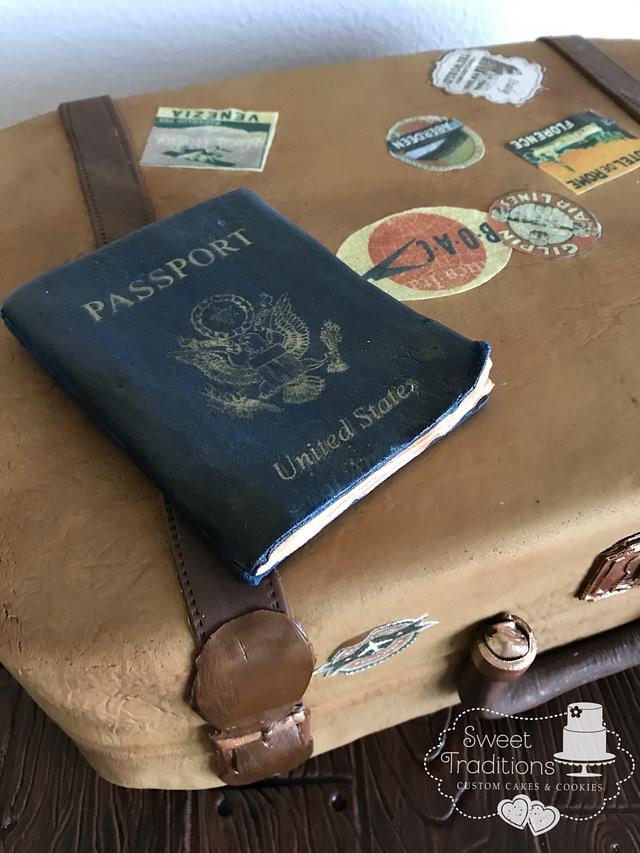 Vintage travel theme cake