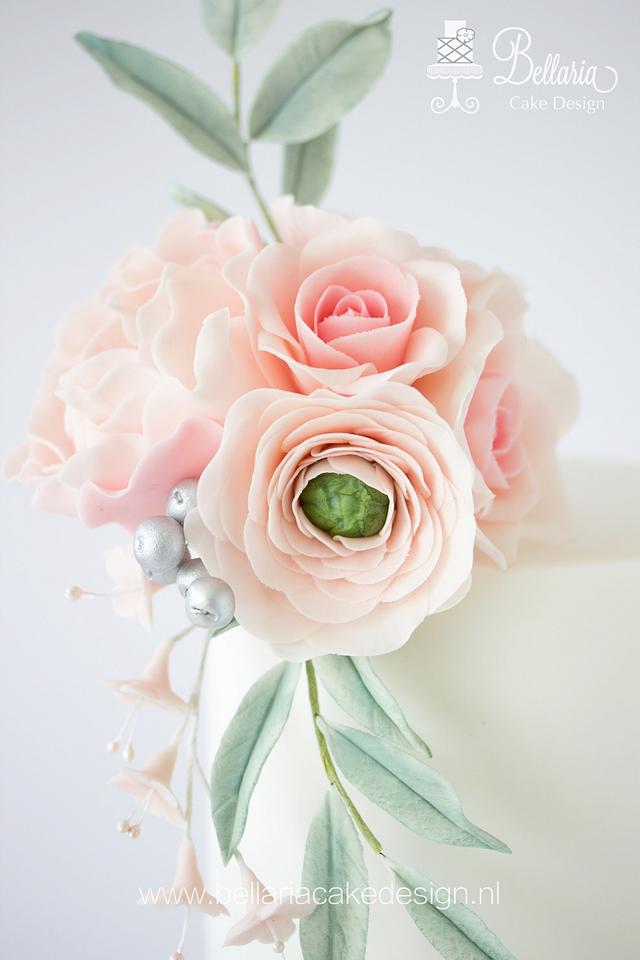Soft pink wedding cake