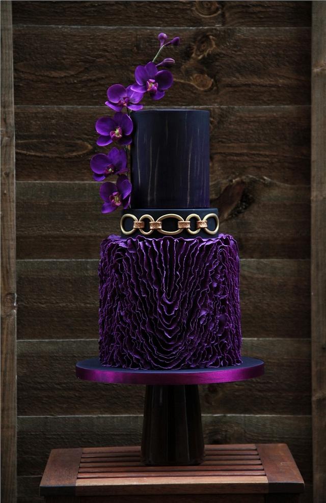 purple, black and gold wedding cake - Cake by beth - CakesDecor