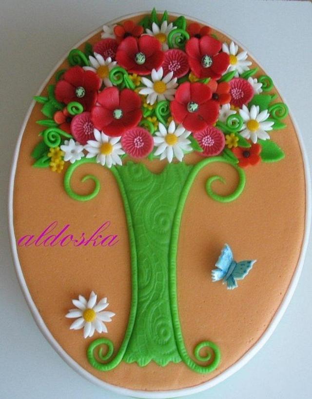 Flowers in a vase Decorated Cake by Alena CakesDecor