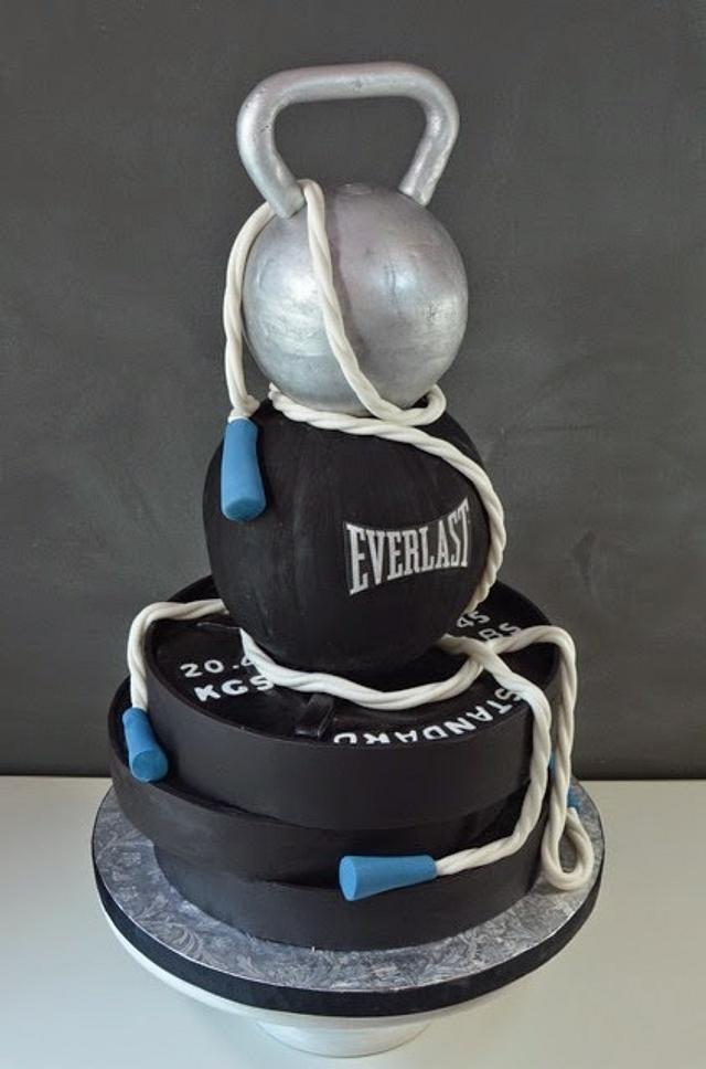 Workout Weights Groom's Cake Decorated Cake by CakesDecor