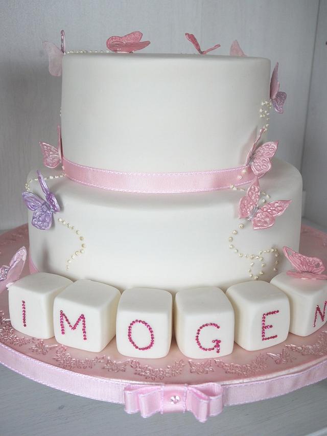 Imogen Naming Ceremony Cake Cake by Scrummy Mummy's CakesDecor