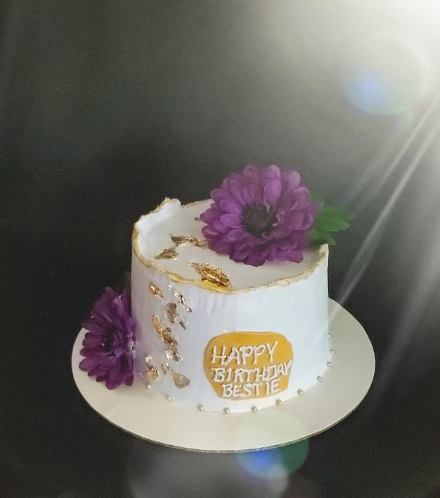 Purple & Gold Birthday Cake - Decorated Cake by Celene’s - CakesDecor