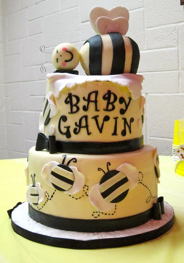 Bumblebee Baby Shower Cake - Decorated Cake by Kate - CakesDecor