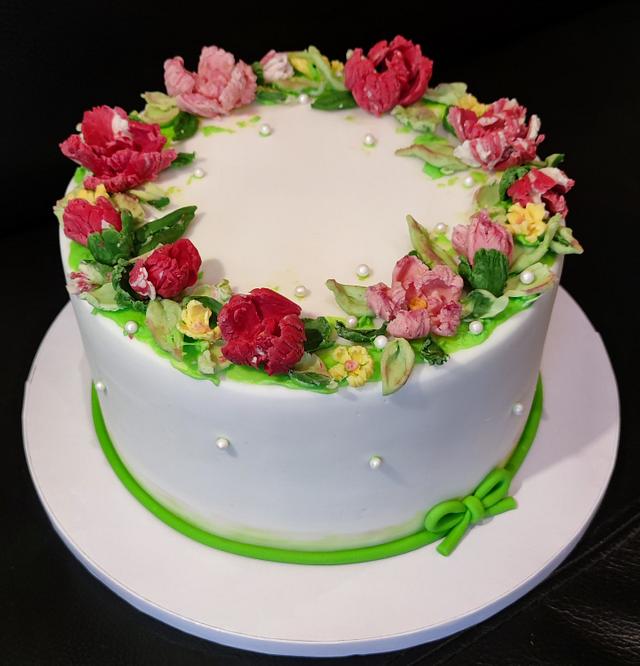 spatula flowers - Decorated Cake by OSLAVKA - CakesDecor