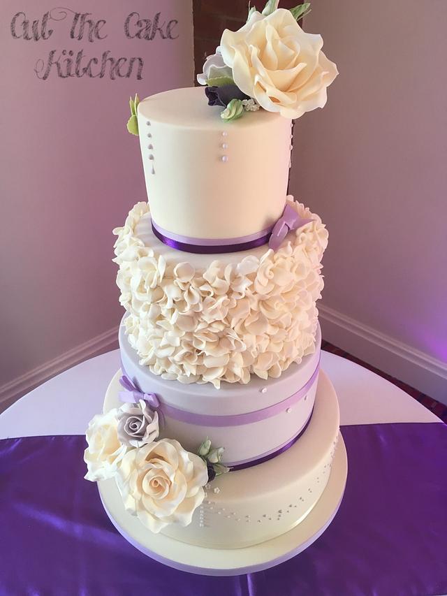 Purple & Ivory Wedding Cake